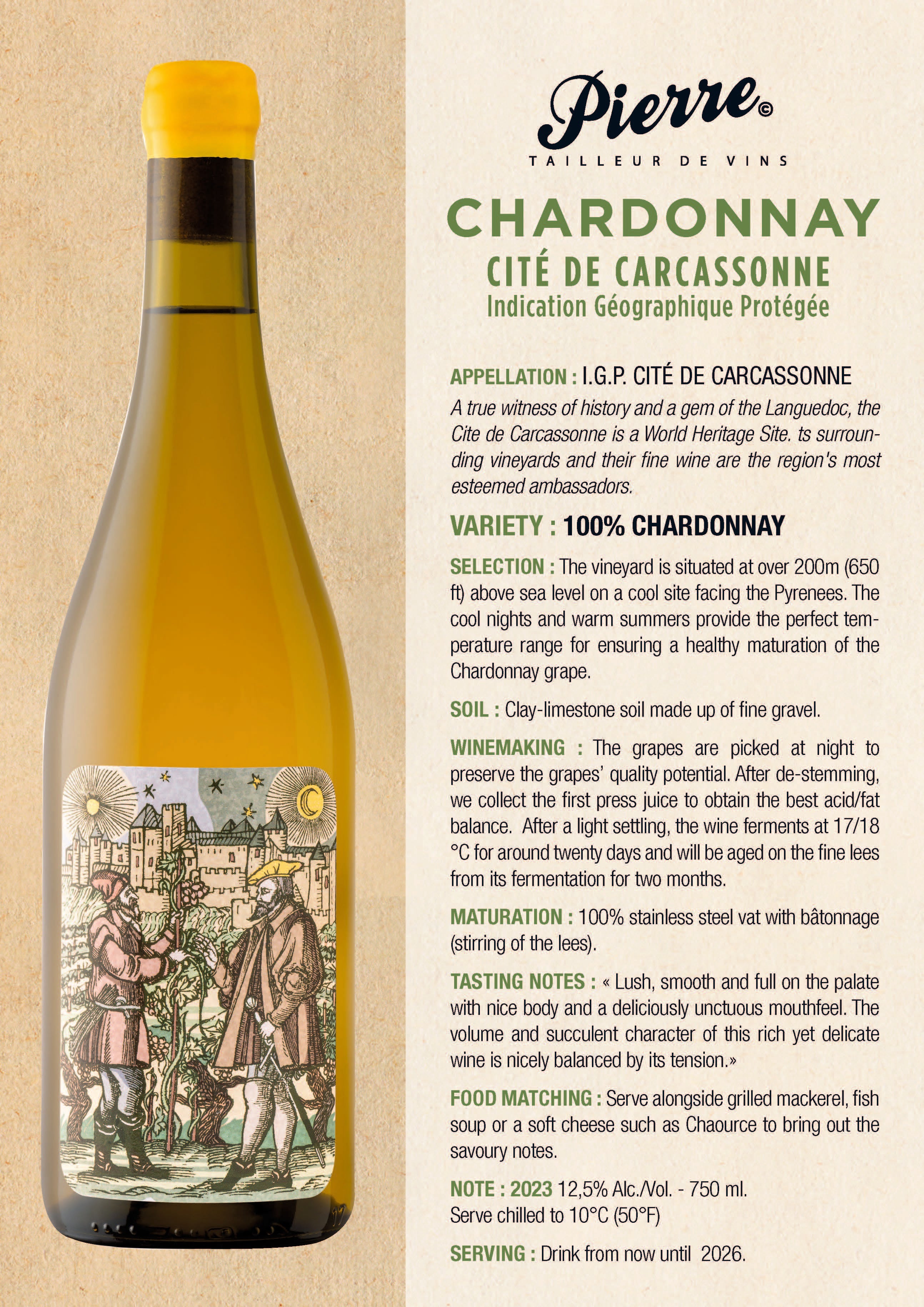 Pierre et Antonin Chardonnay I.G.P. Cité de Carcassonne – Wine